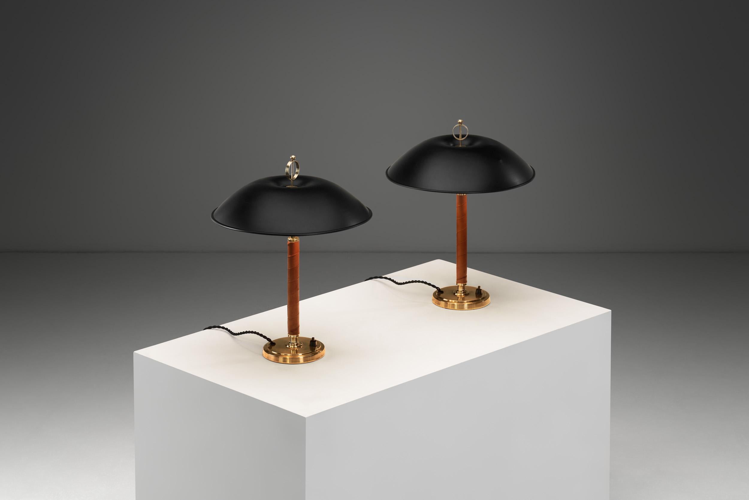 Metal Pair of Bertil Brisborg Table Lamps, Sweden Mid-20th Century For Sale