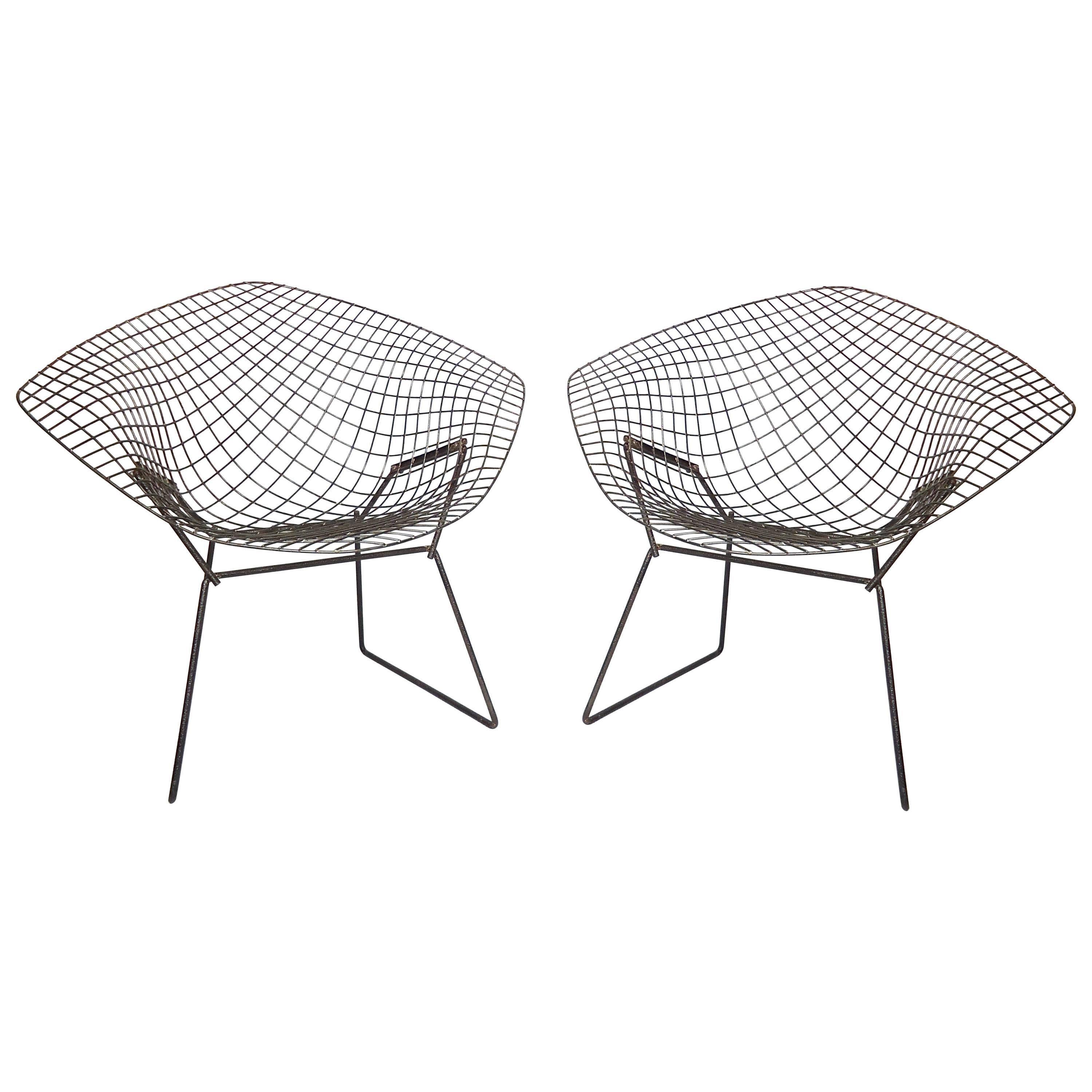 Pair of Bertoia Diamond Chairs