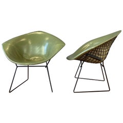 Pair of Bertoia for Knoll 421L Diamond Chairs with Original Covers, Early 1960s