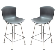 Used Pair of Bertoia for Knoll Contemporayr Modern Grey Molded Shell Counter Stools