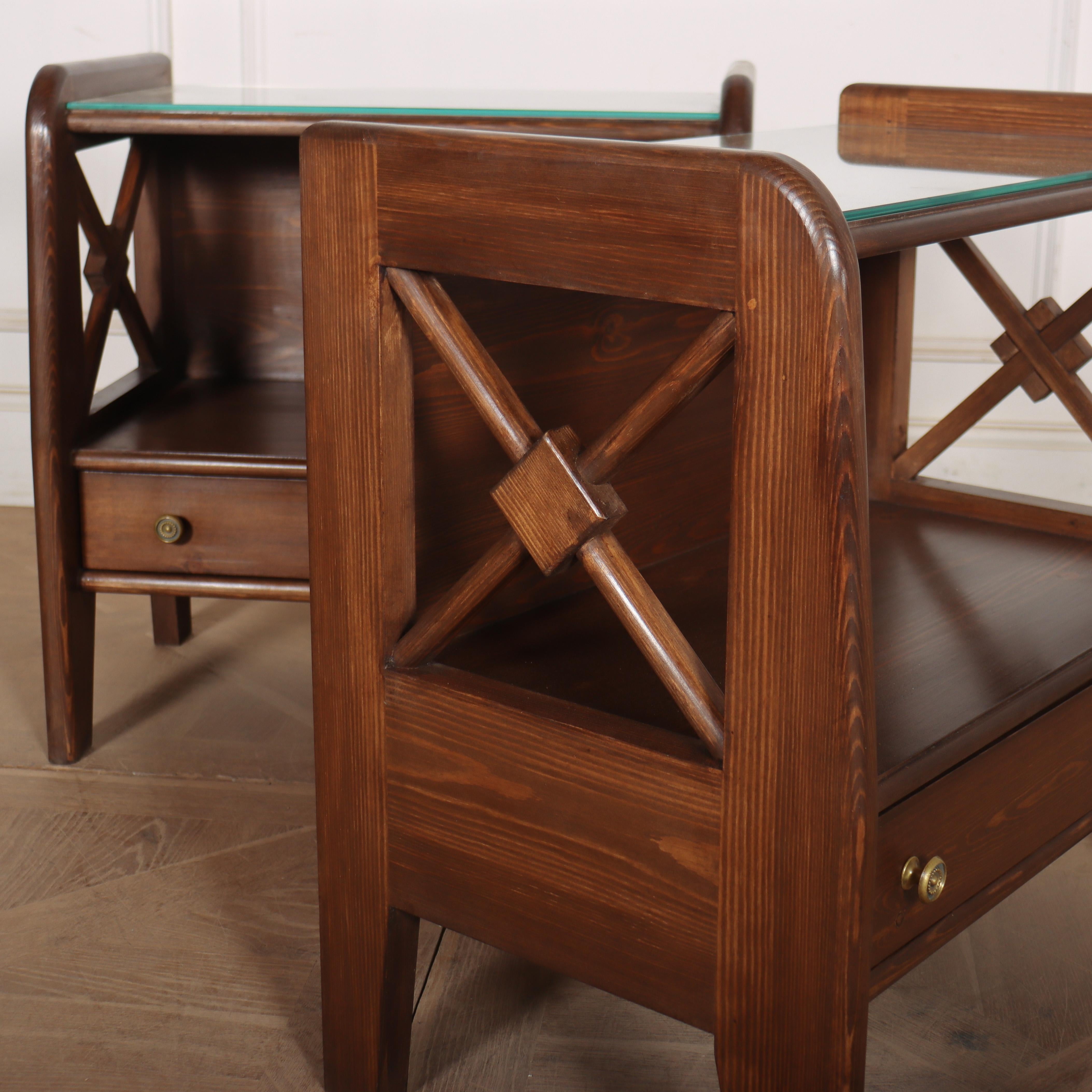 English Pair of Bespoke Art Deco Style Bedside Tables For Sale