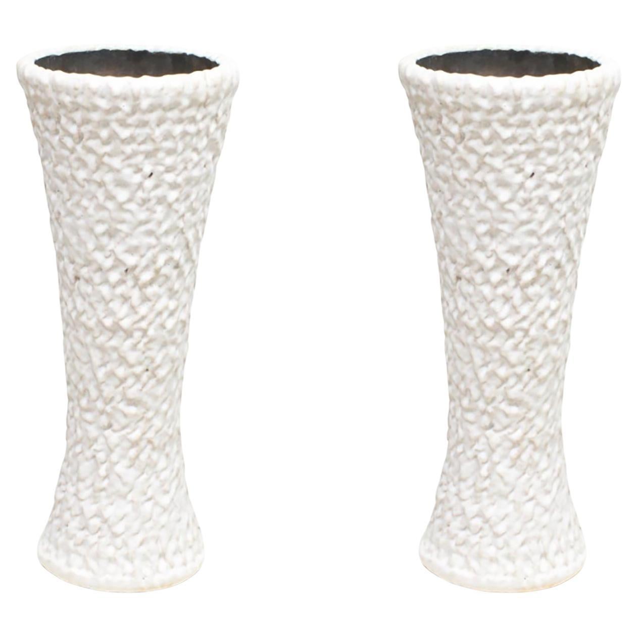 Pair of Bespoke Ceramic Cuneiform Up-Light Lamps