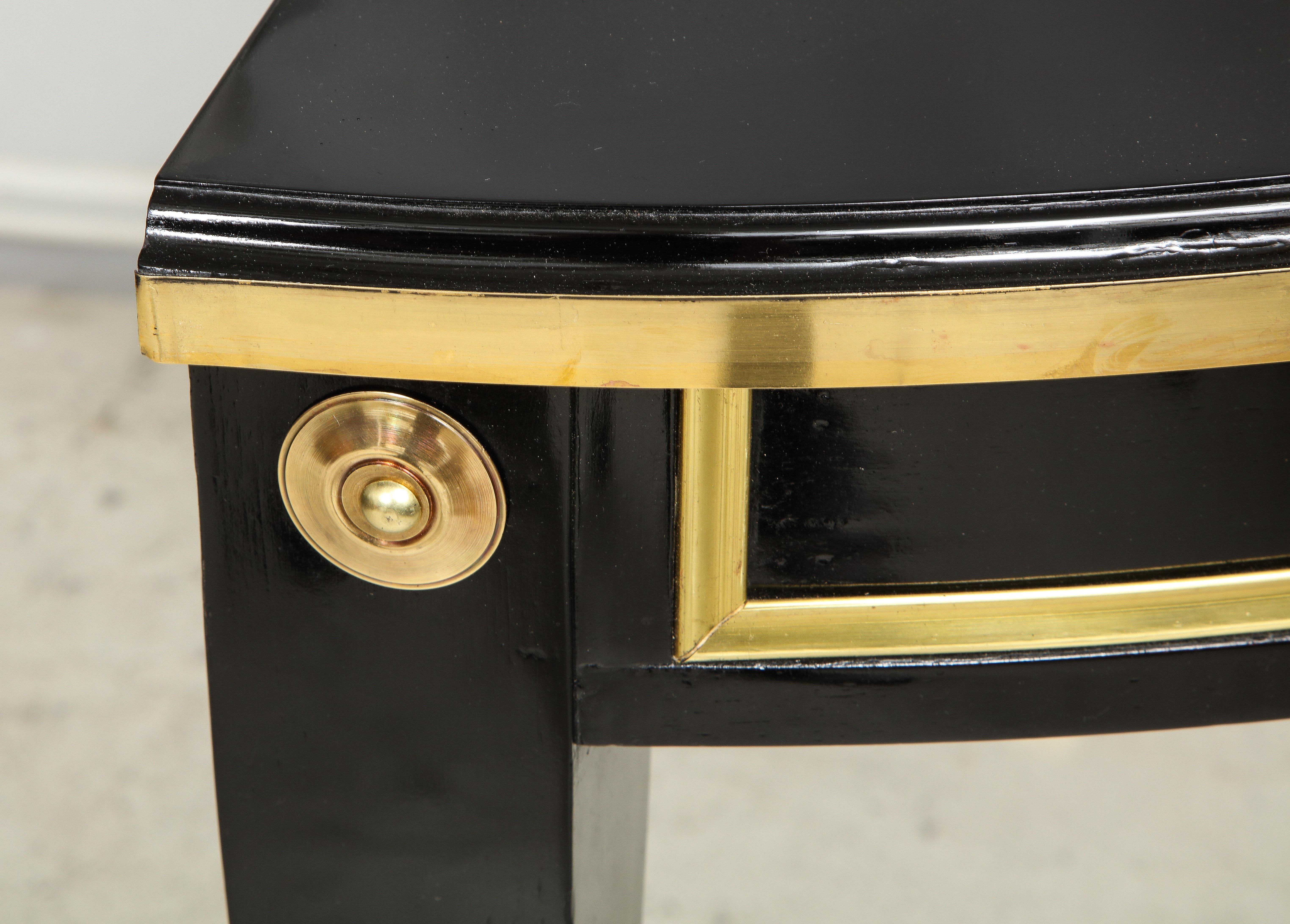Pair of Bespoke Consoles in the Neoclassic Style with Brass Banding For Sale 4