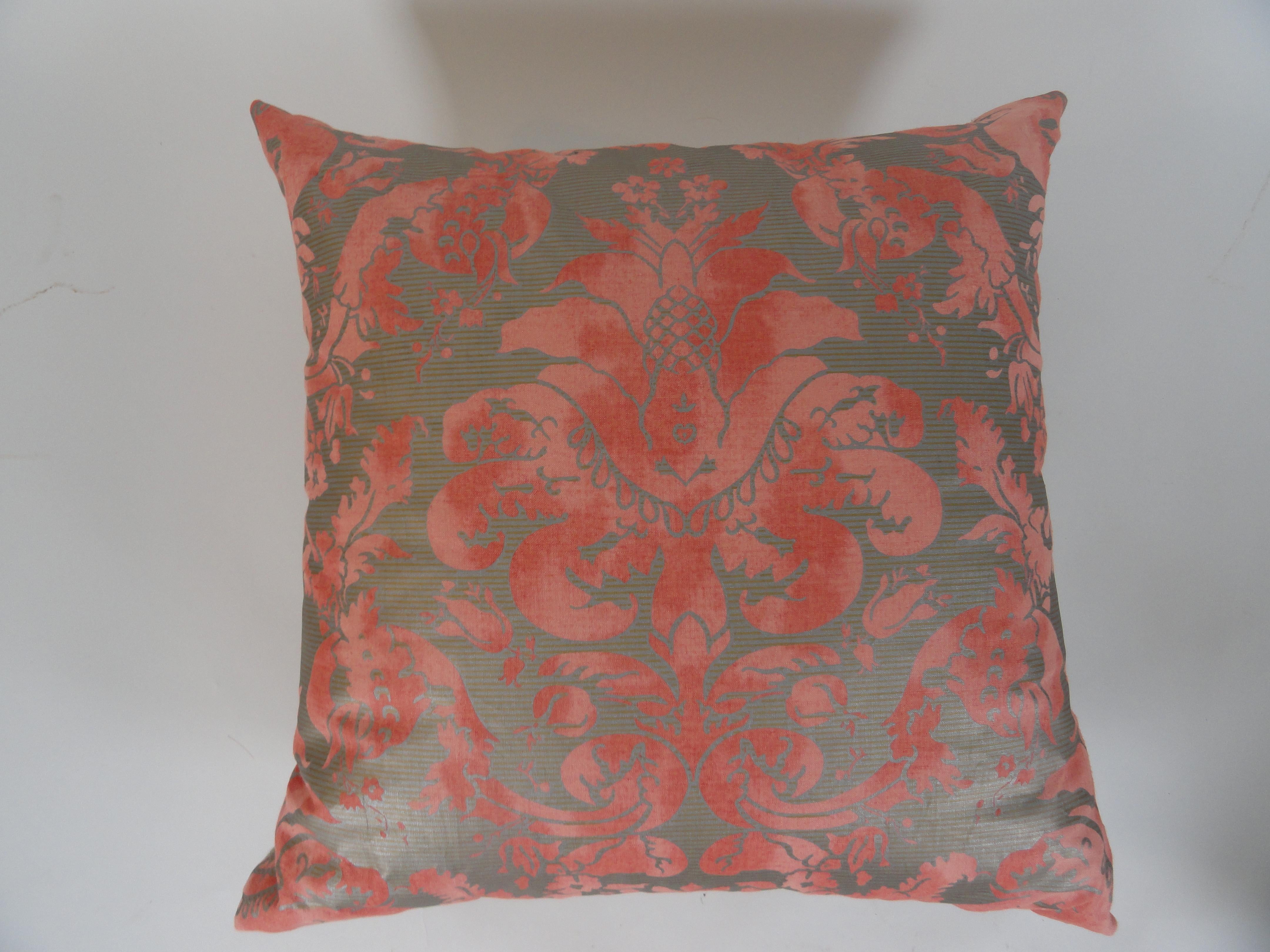 American Pair of Bespoke Cotton Fortuny Style Pattern Pillows For Sale