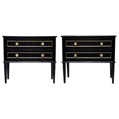 Pair of Bespoke Ebonized Chests with Brass Detailing