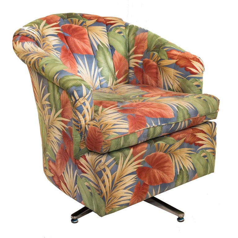 Pair of Bespoke Floral Swivel Barrel Back Chairs at 1stDibs floral swivel chair