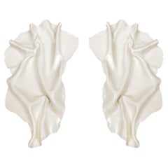 Pair of Bespoke French Ceramic Froissé Sconces