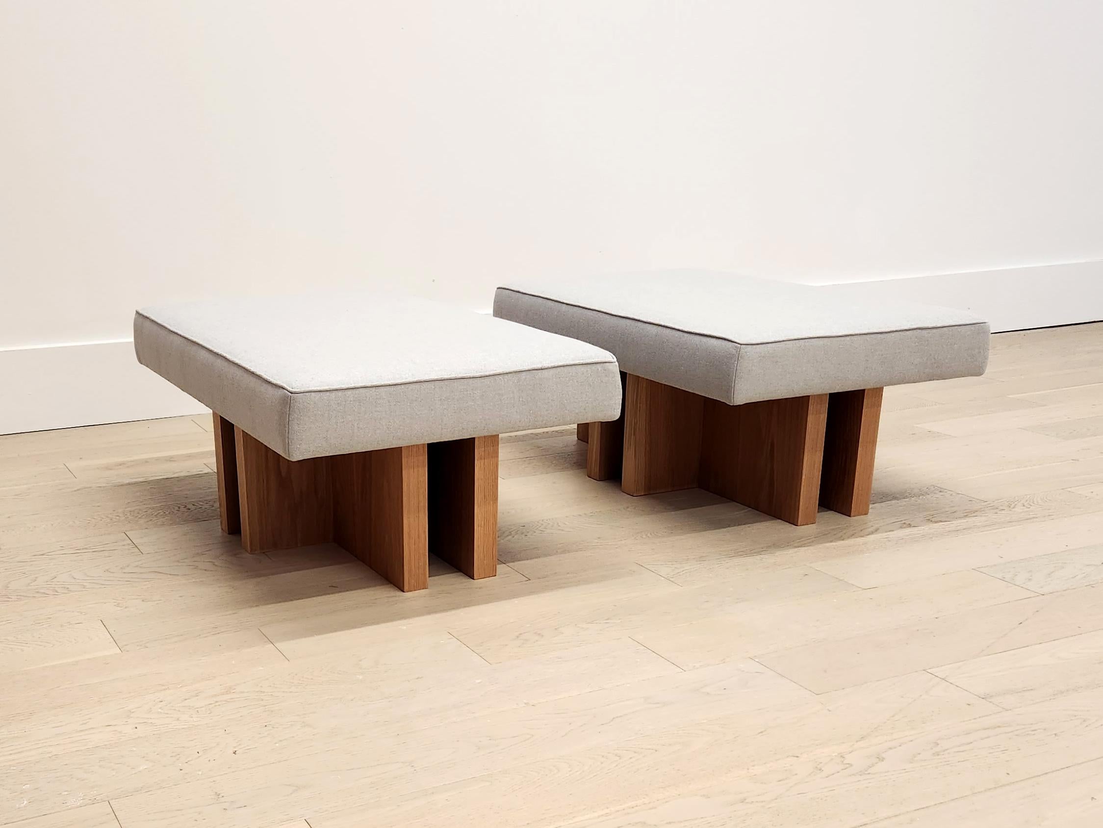 Pair of Bespoke Gueridon Ottoman, COM fabric, must see! For Sale 3