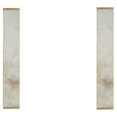 Pair of Bespoke Italian "Tech Midi" wall sconce, in satin brass and alabaster