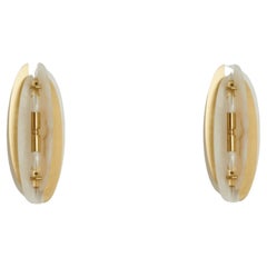 Pair of Bespoke Italian wall sconce "Helios", in satin brass and alabaster