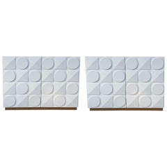 Pair of Italian White Postmodern Style Cabinets
