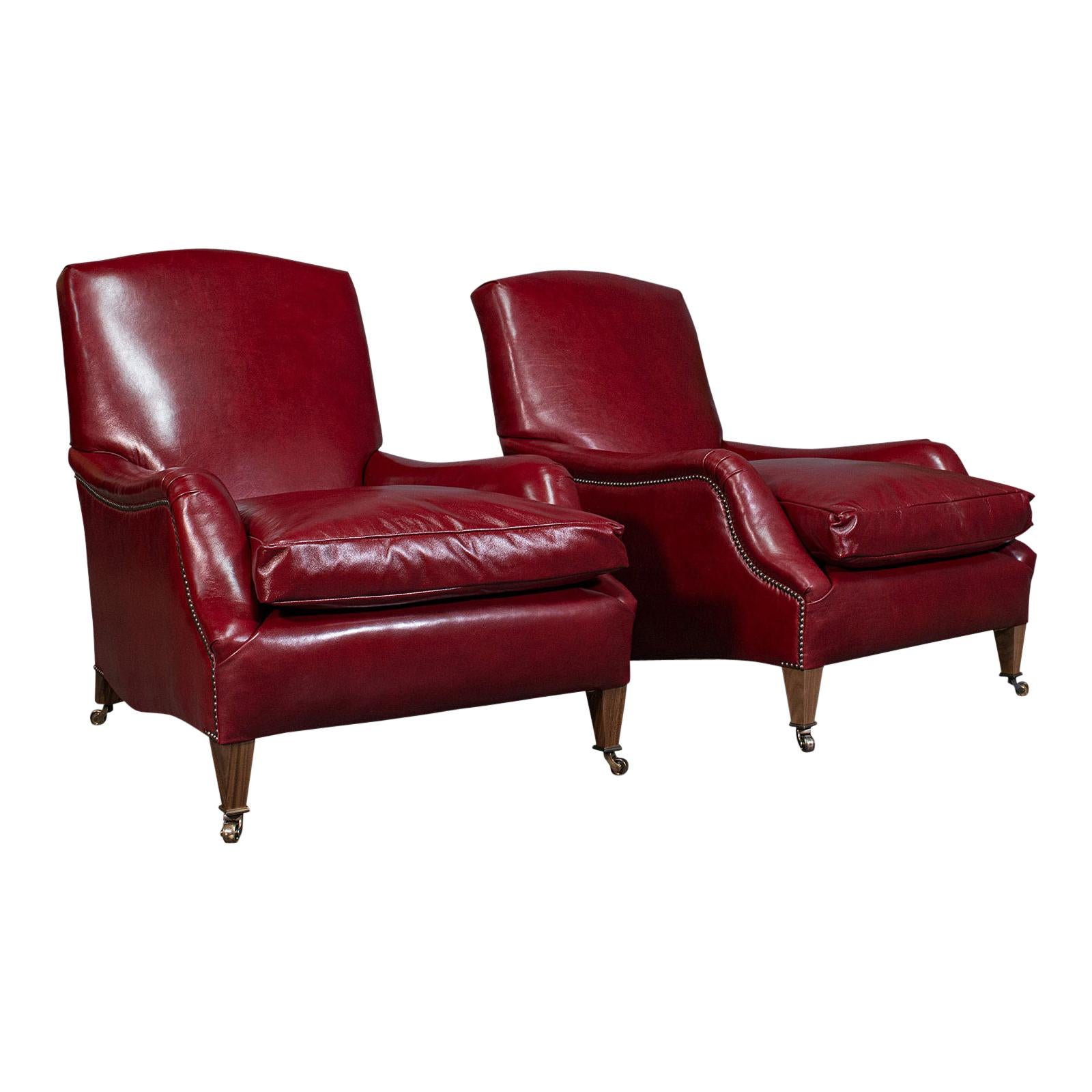 Pair of Bespoke Leather, Club Armchairs, 'The Dutchman', Chairs by London Fine For Sale