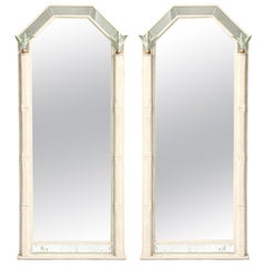 Pair of Bespoke Mirrors with Foliate Accents of Metal