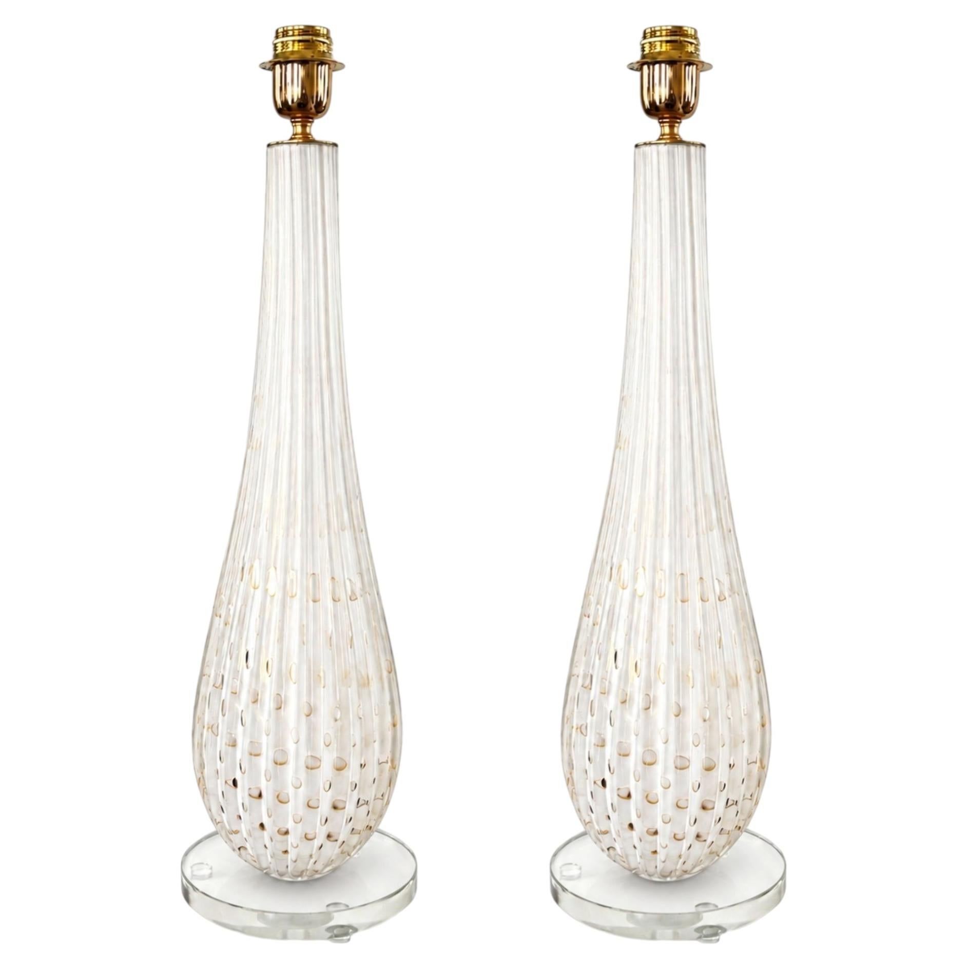 Pair of Bespoke Modern Murano Glass Table Lamps