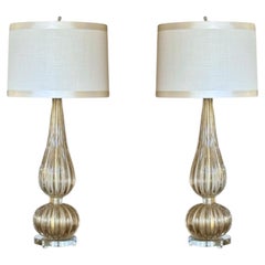 Pair of Bespoke Modern Murano Gold Lamps