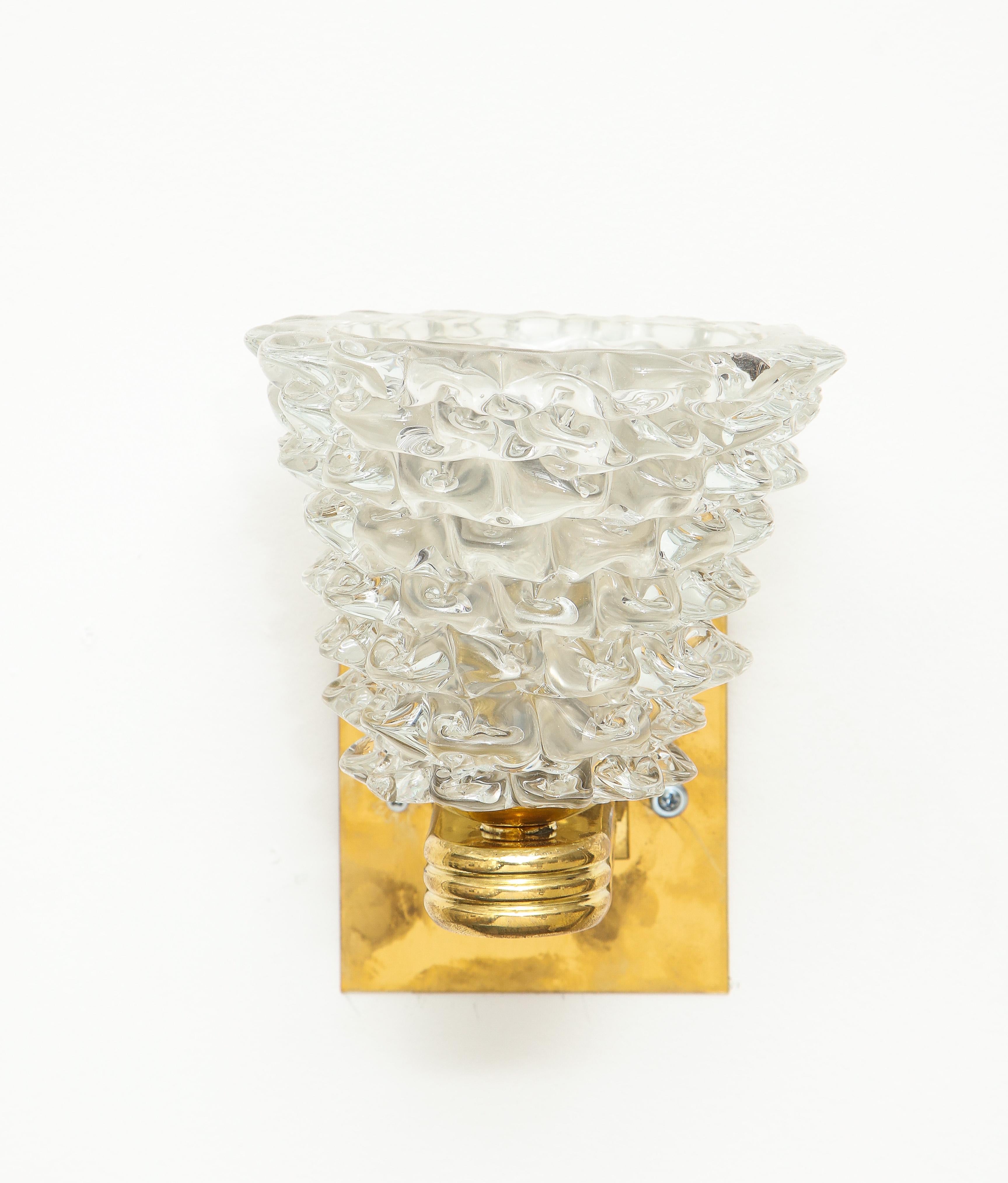 Italian Pair of Bespoke Murano Glass Sconces