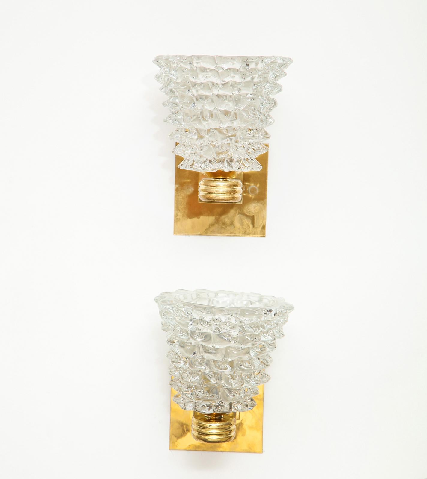 North American Pair of Bespoke Murano Glass Sconces For Sale