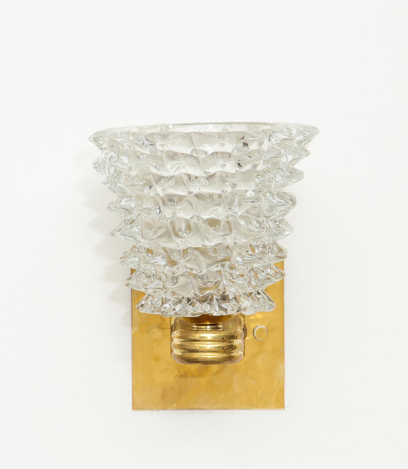 XXIe siècle et contemporain Paire d'appliques sur mesure en verre de Murano en vente