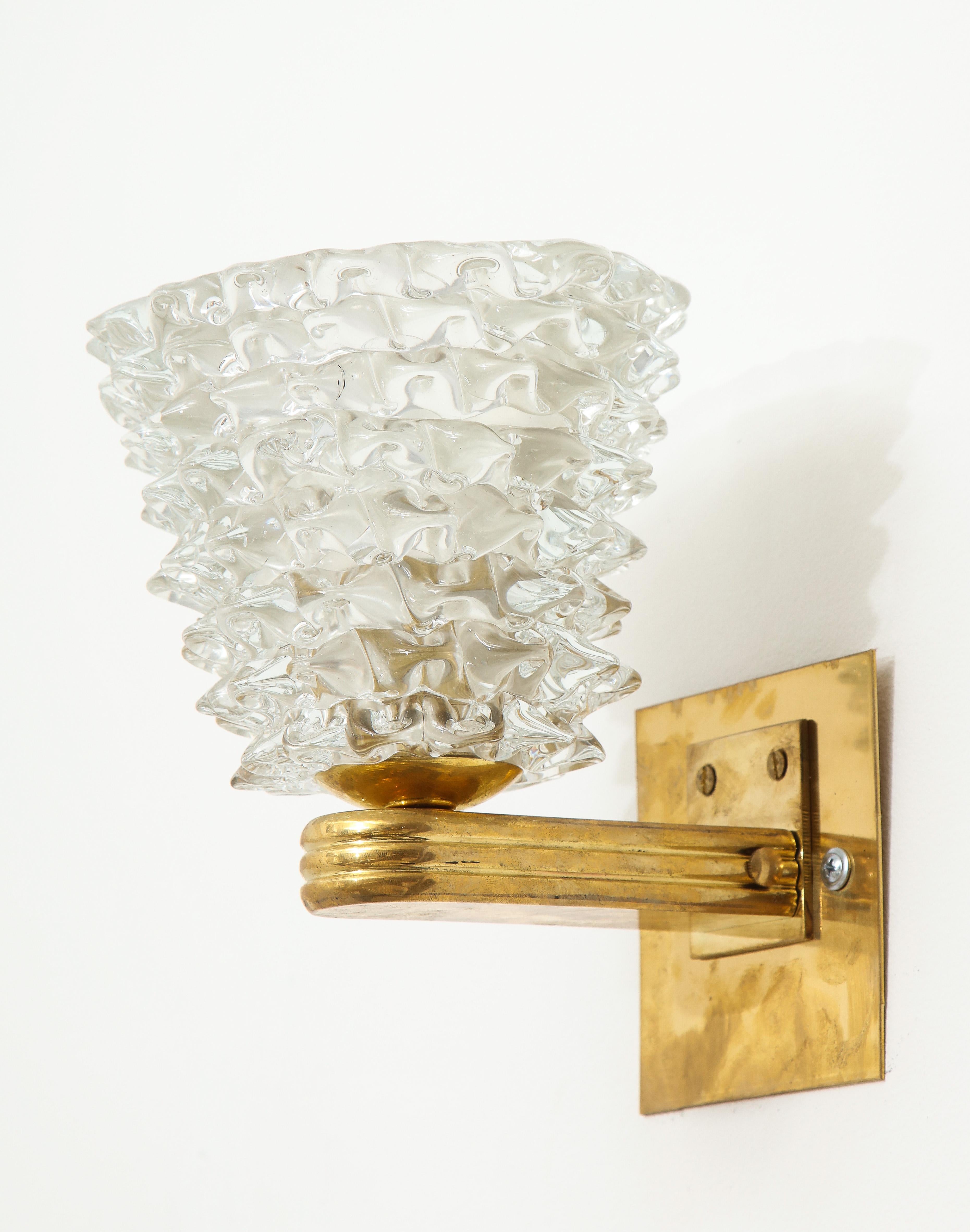 Brass Pair of Bespoke Murano Glass Sconces