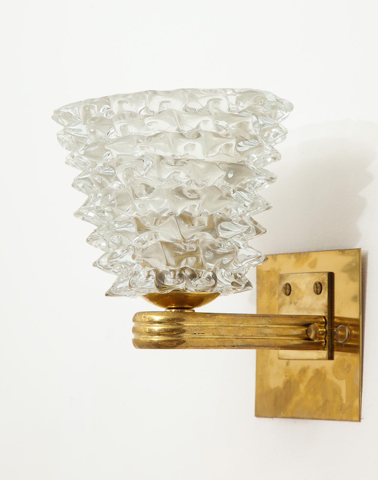 Pair of Bespoke Murano Glass Sconces For Sale 3