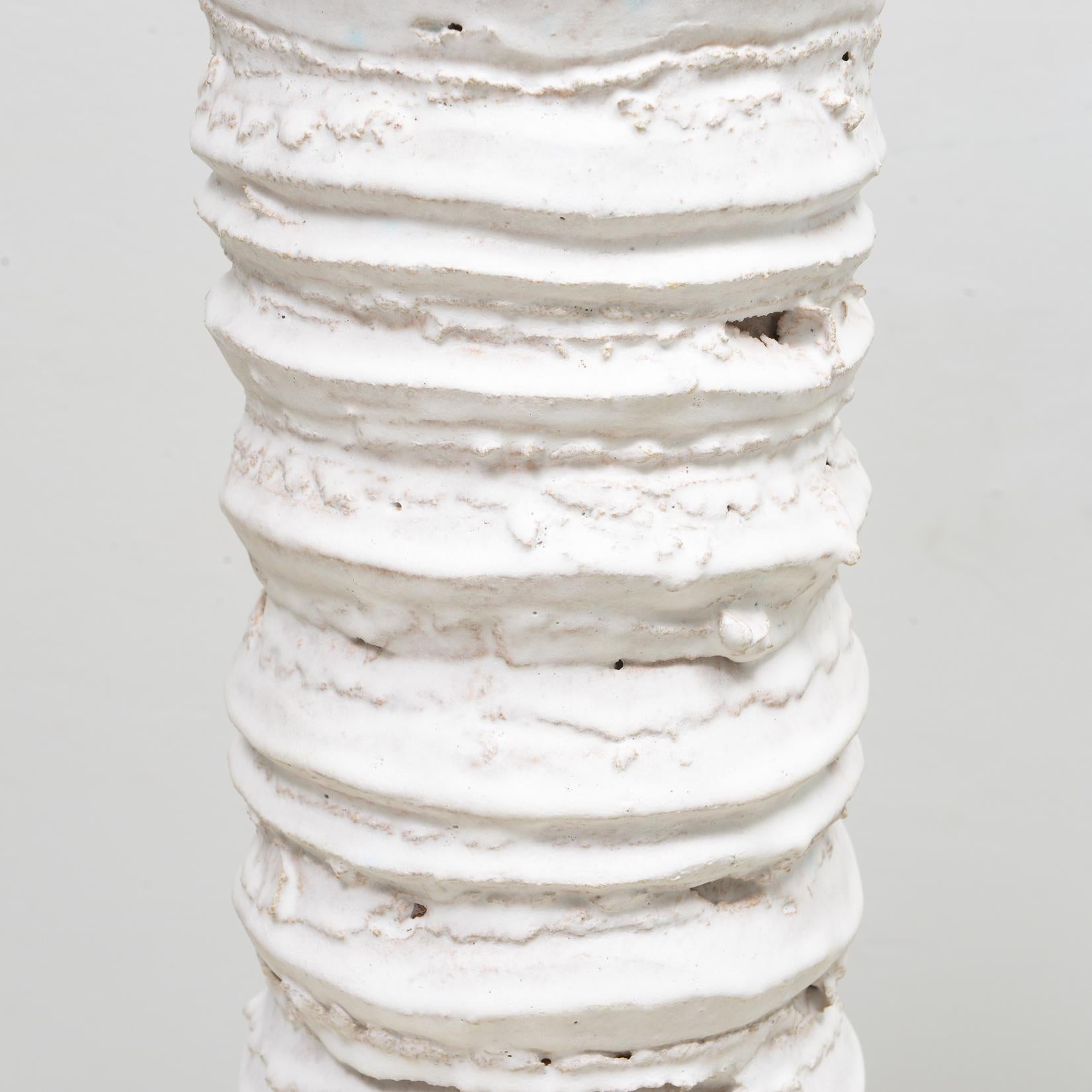 Ceramica Coppia di lampade scultoree a fisarmonica in ceramica in vendita