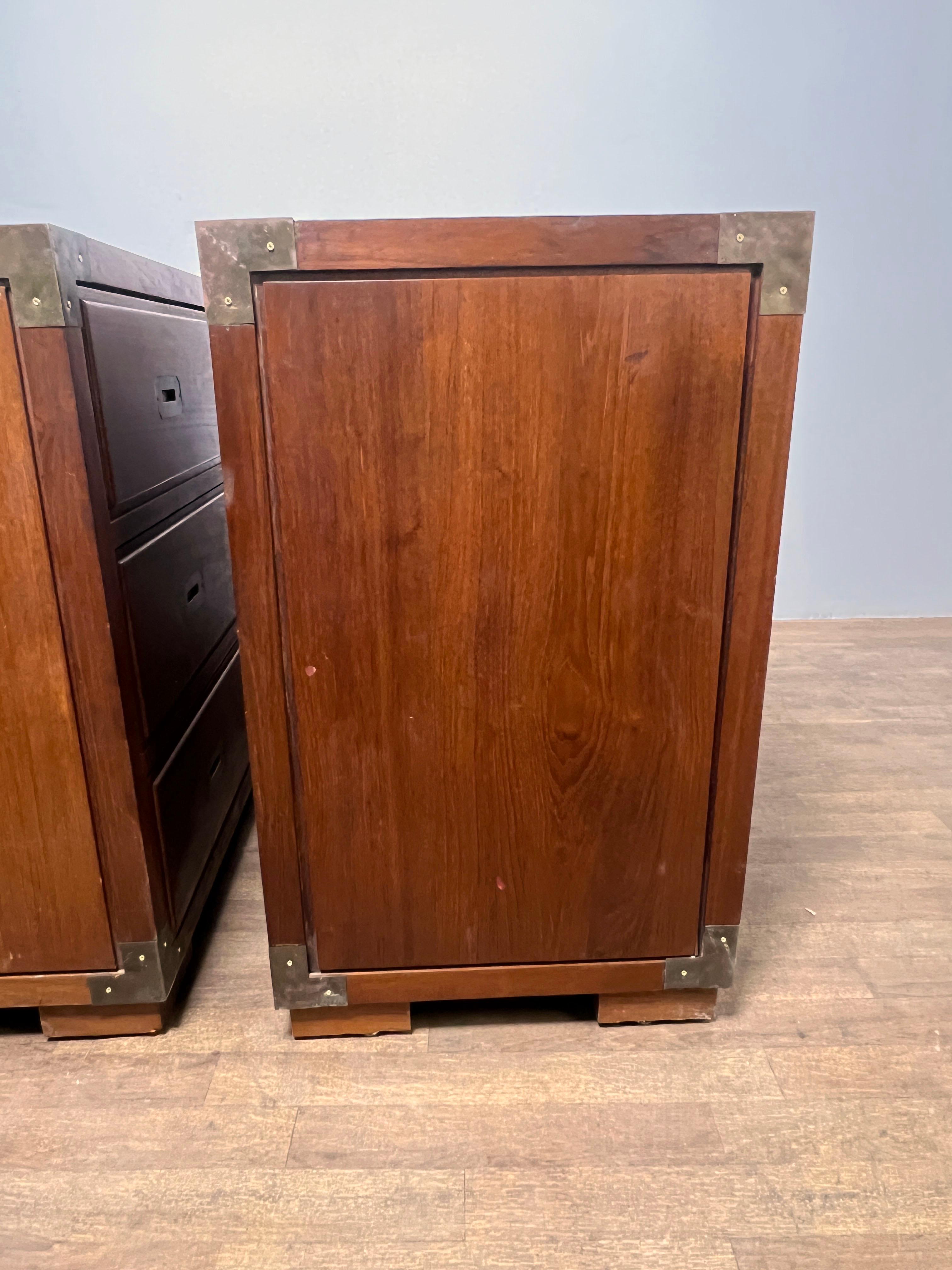 Pair of Bespoke Teak Campaign Style Chests Circa 1950s 4