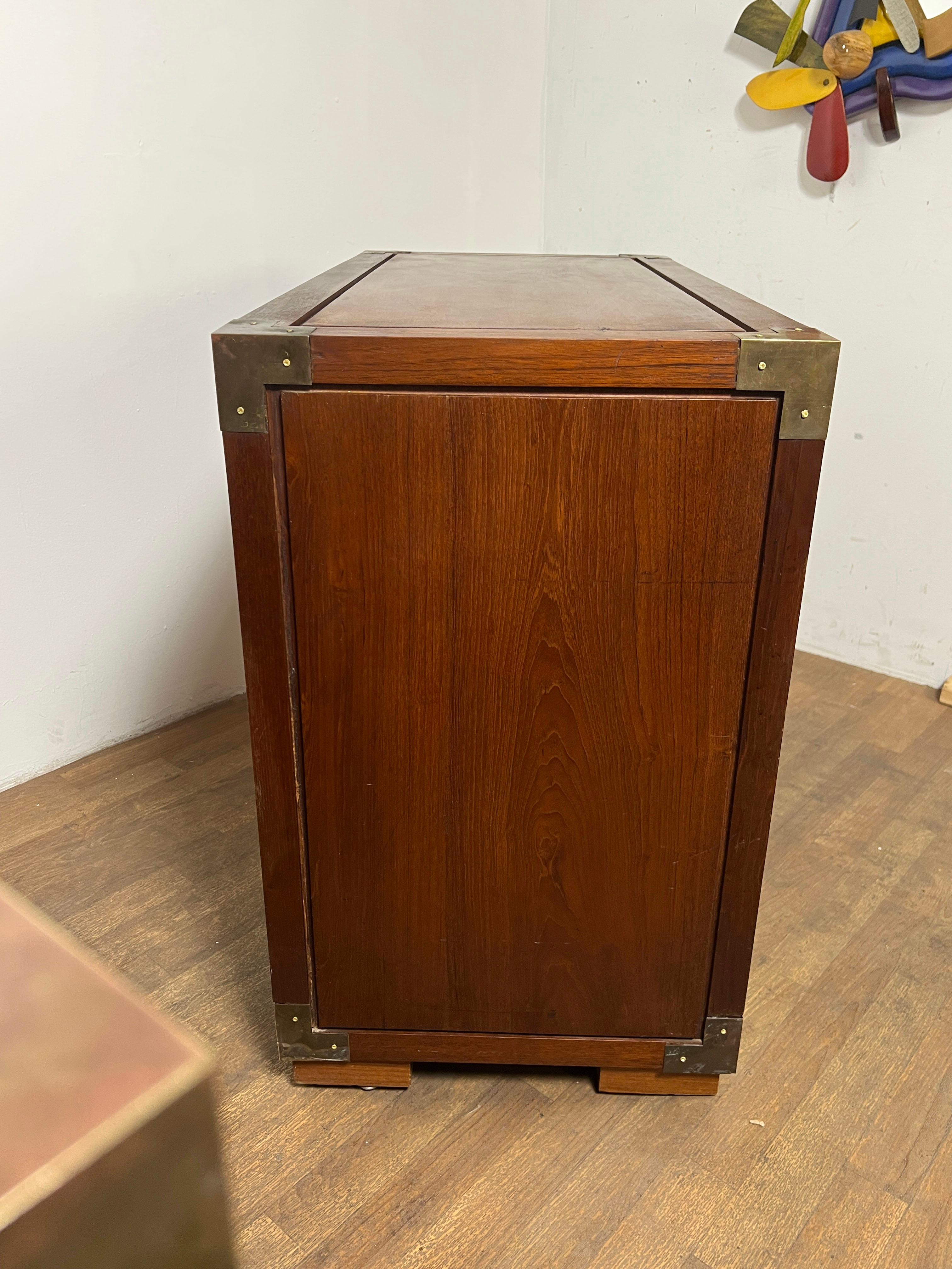Pair of Bespoke Teak Campaign Style Chests Circa 1950s 5