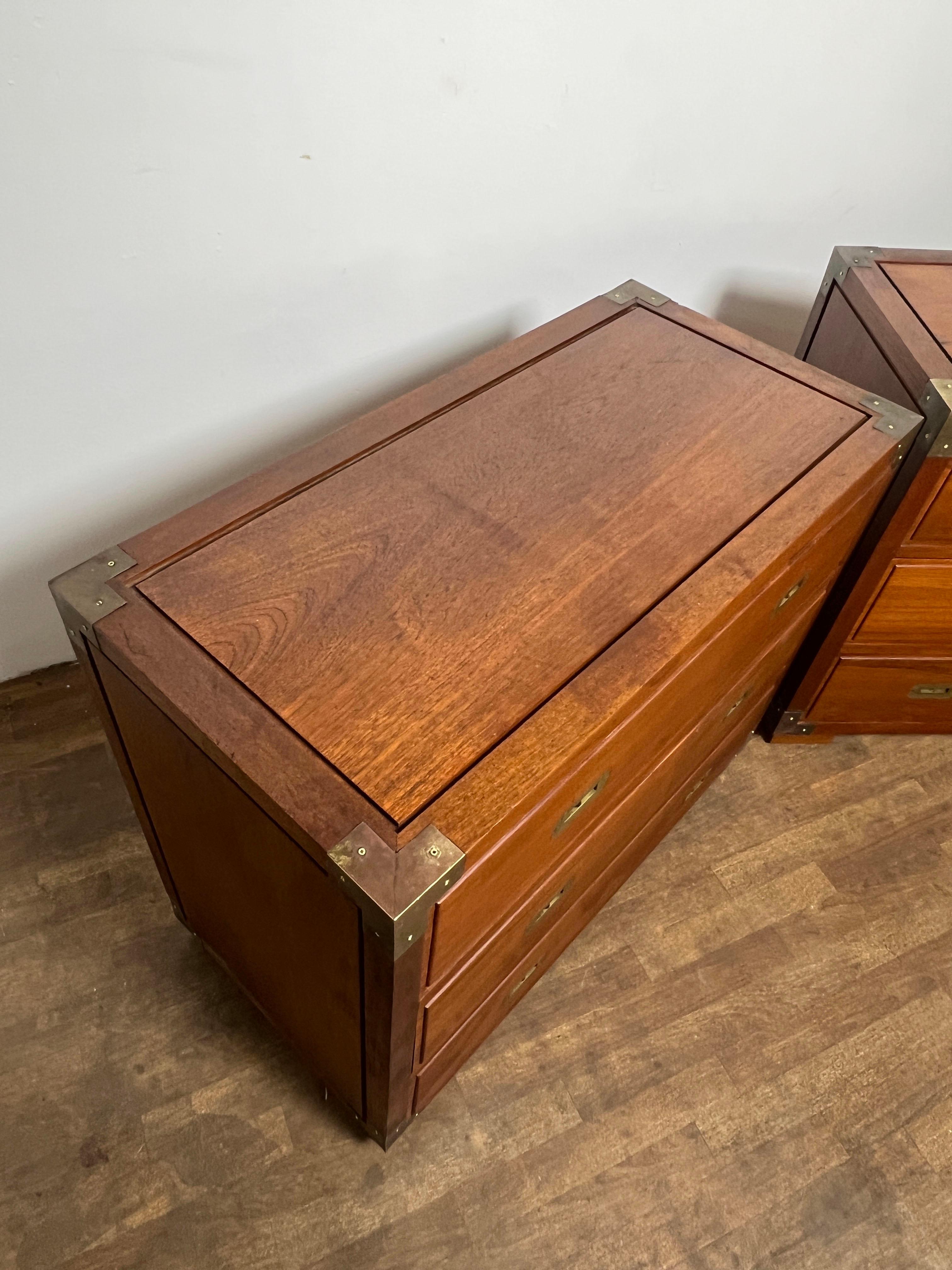 Mid-20th Century Pair of Bespoke Teak Campaign Style Chests Circa 1950s