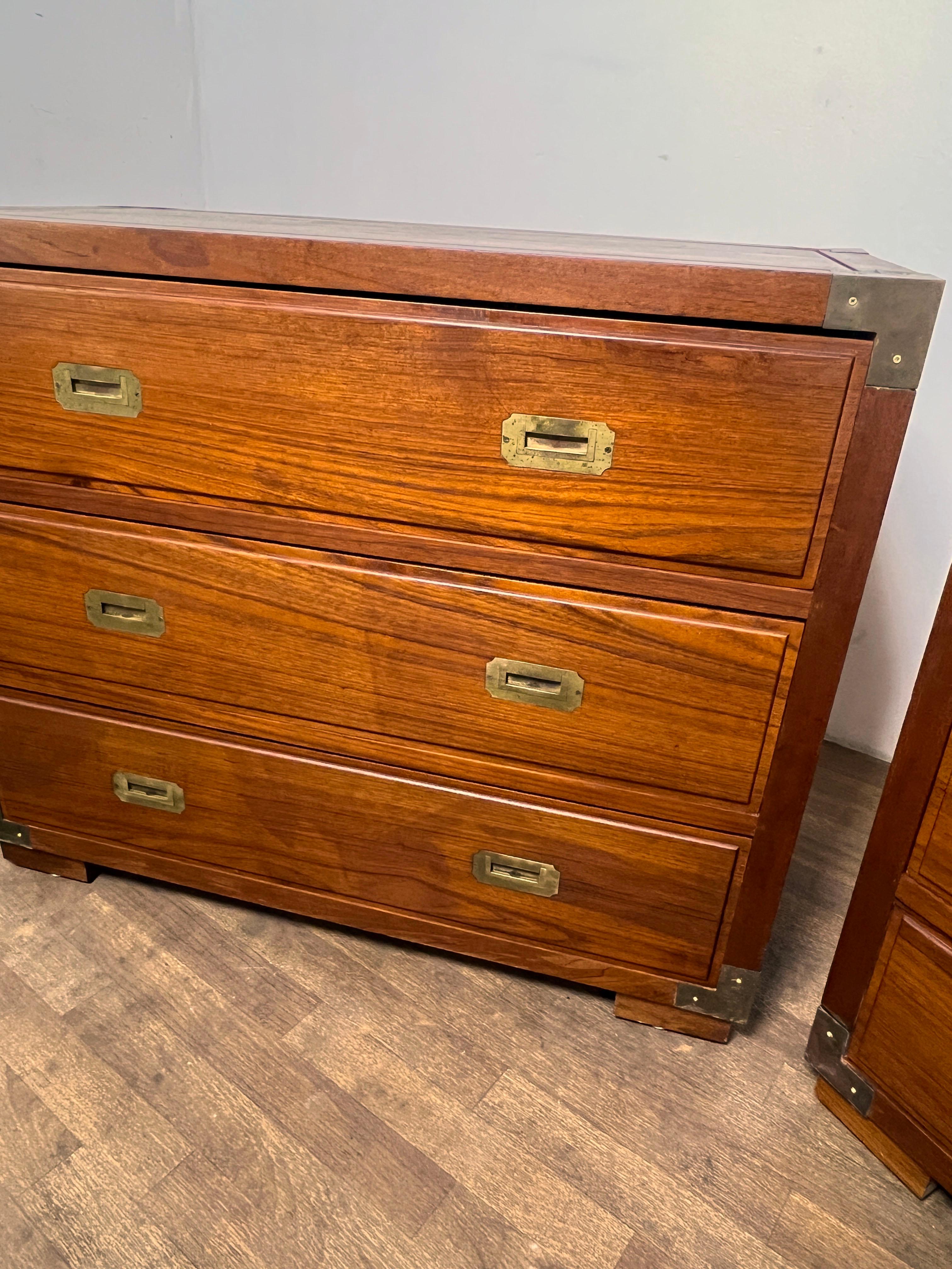 Pair of Bespoke Teak Campaign Style Chests Circa 1950s 1