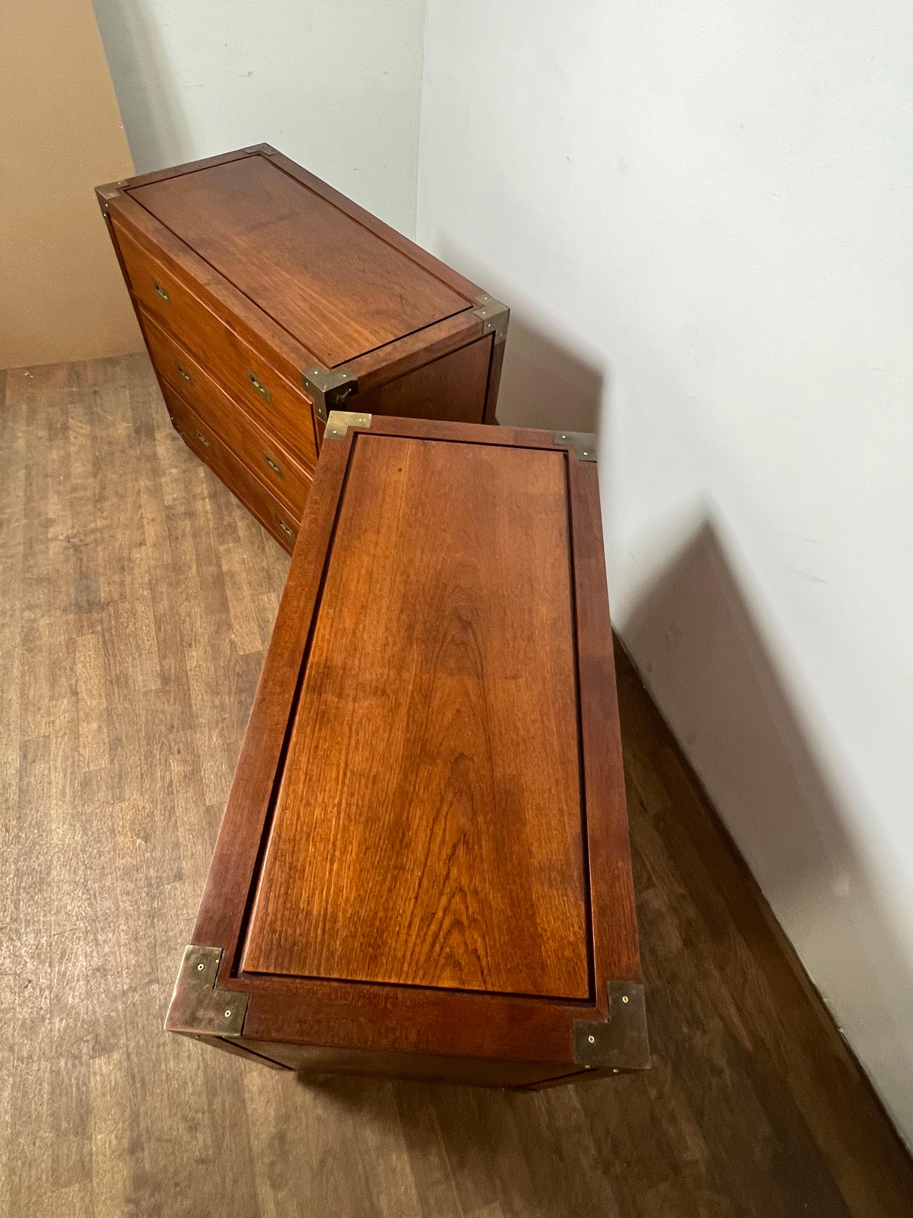 Pair of Bespoke Teak Campaign Style Chests Circa 1950s 2