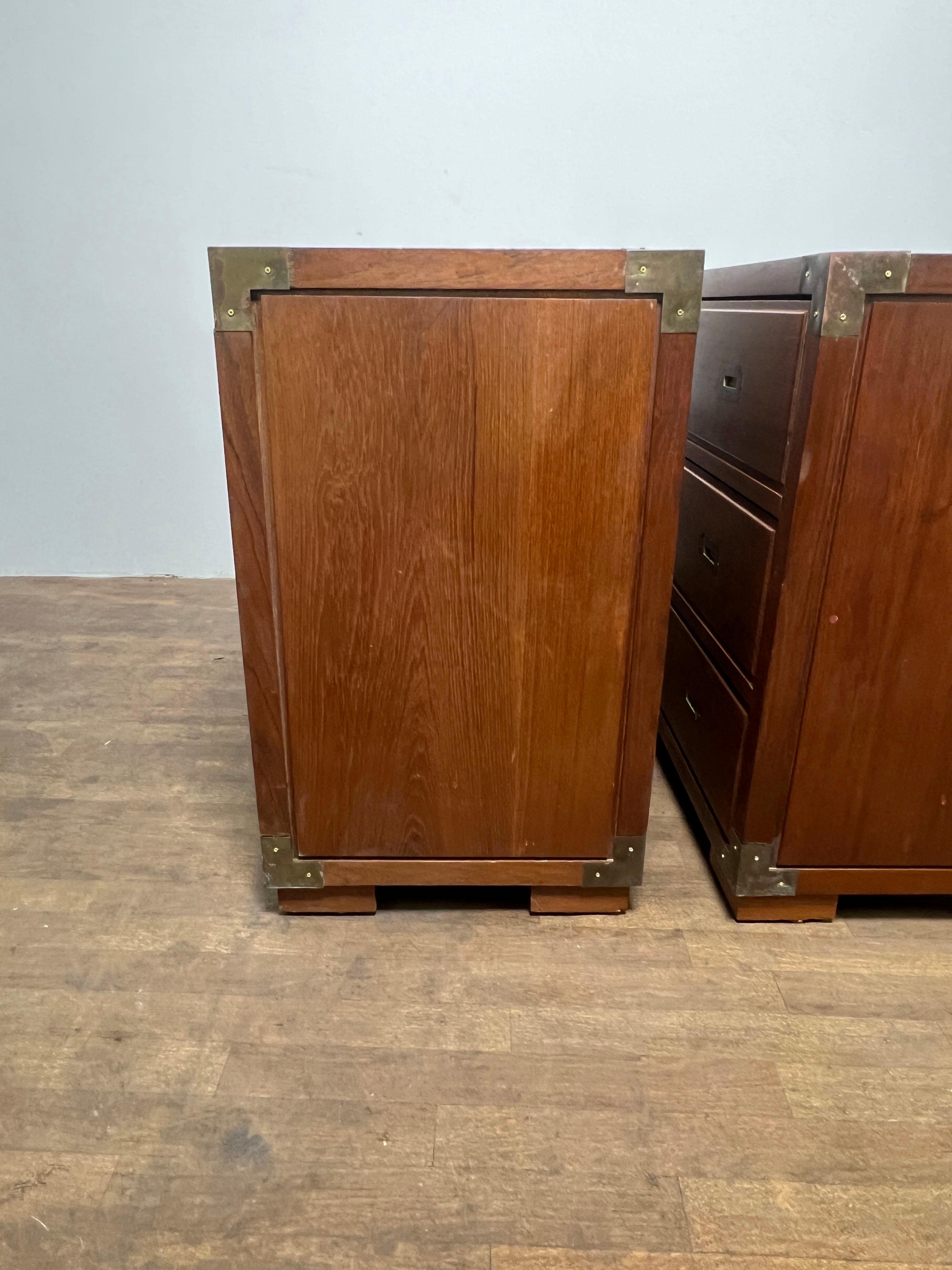 Pair of Bespoke Teak Campaign Style Chests Circa 1950s 3