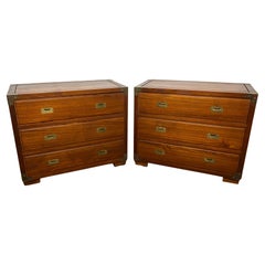 Pair of Bespoke Teak Campaign Style Chests Circa 1950s