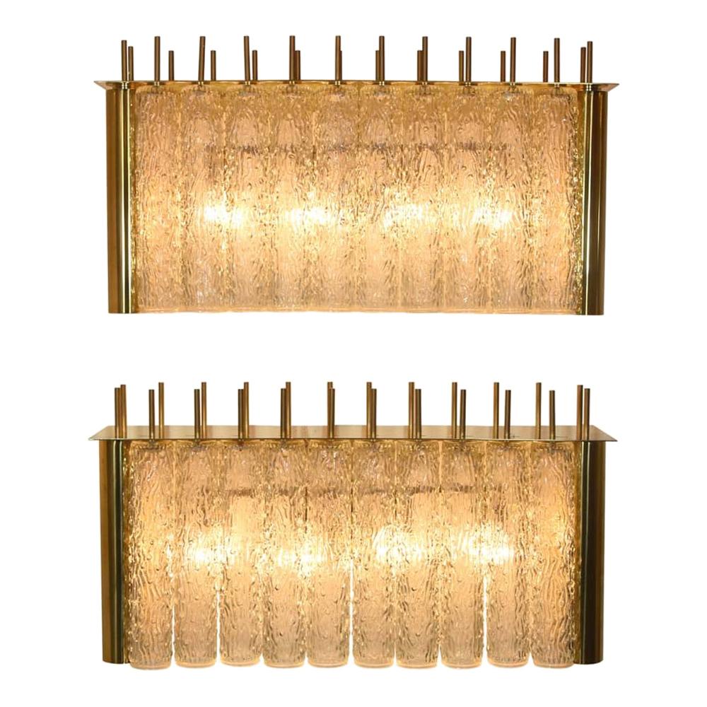 Pair of Bespoke Wall Lights Murano Glass on Brass Structure by Diego Mardegan For Sale