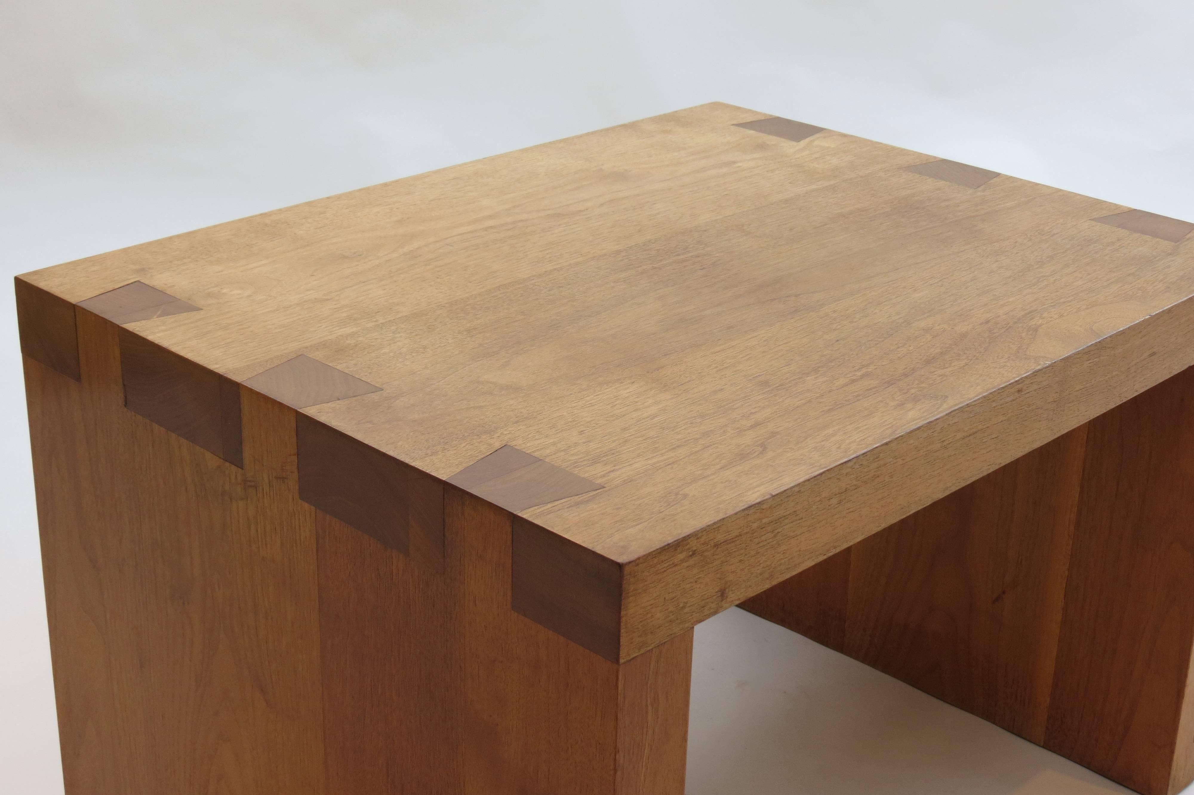 Pair of Bespoke Walnut Tables with Dovetail Joint Detail 1