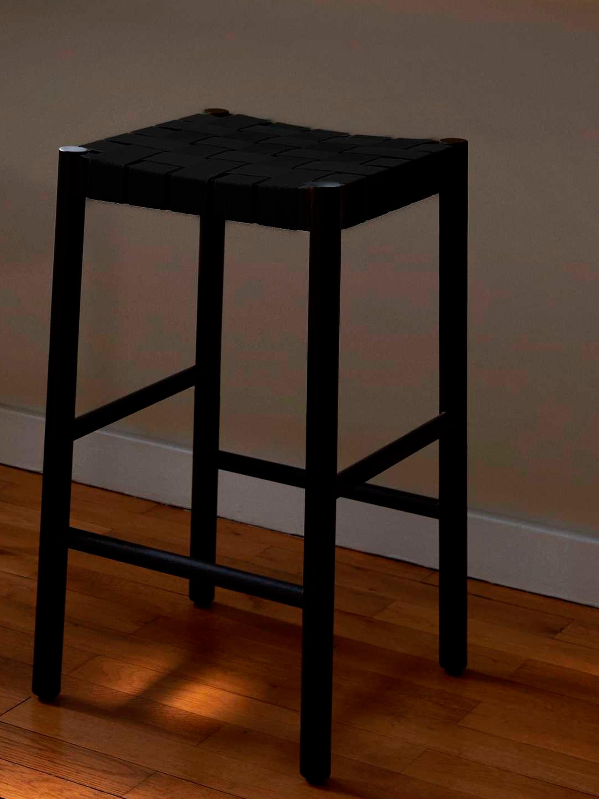 Latvian Pair of Betty Tk8, Bar Stool, Black W.Black Webbing by T & K for &Tradition For Sale