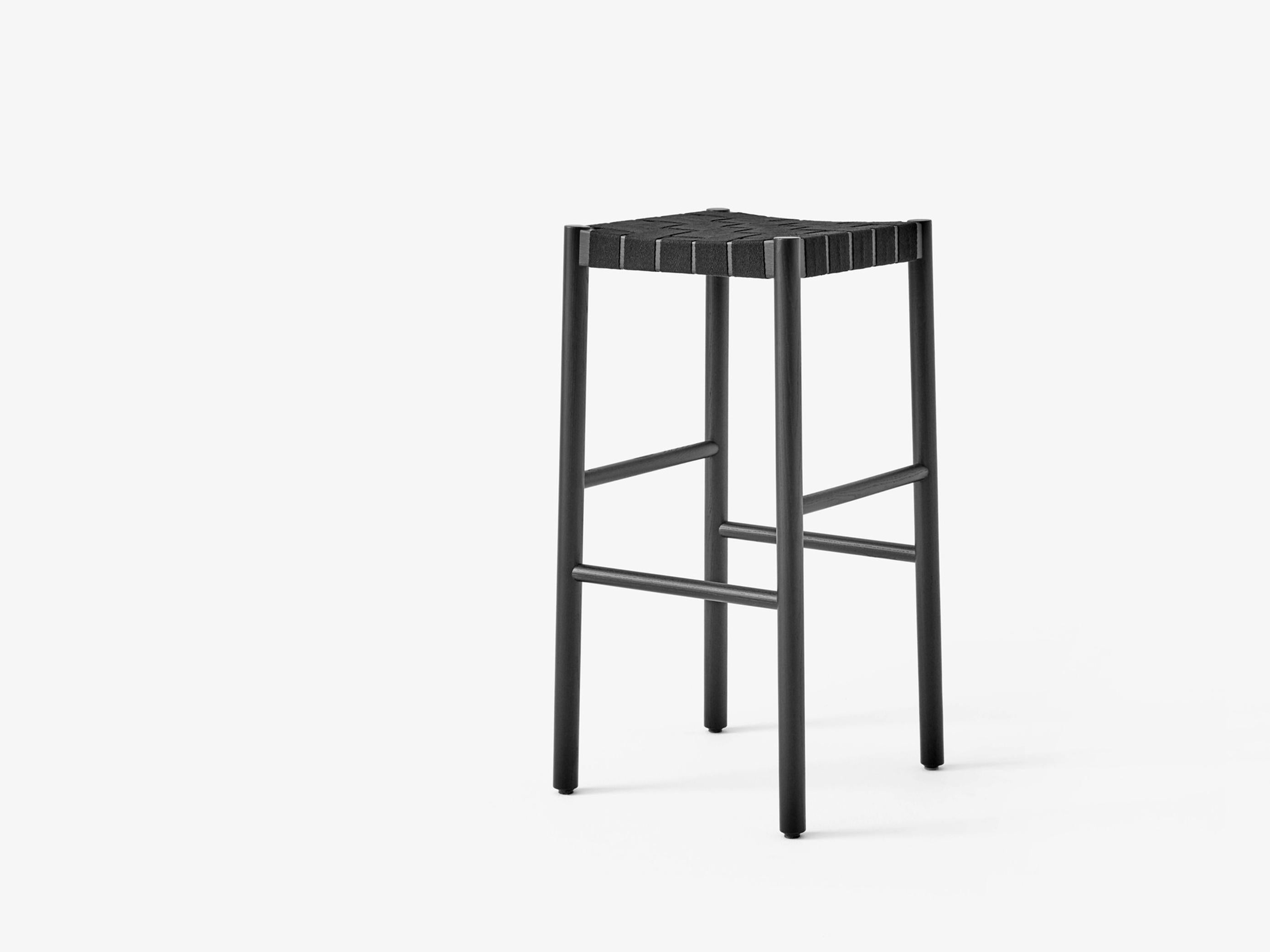 Pair of Betty Tk8, Bar Stool, Black W.Black Webbing by T & K for &Tradition In New Condition For Sale In Dubai, AE