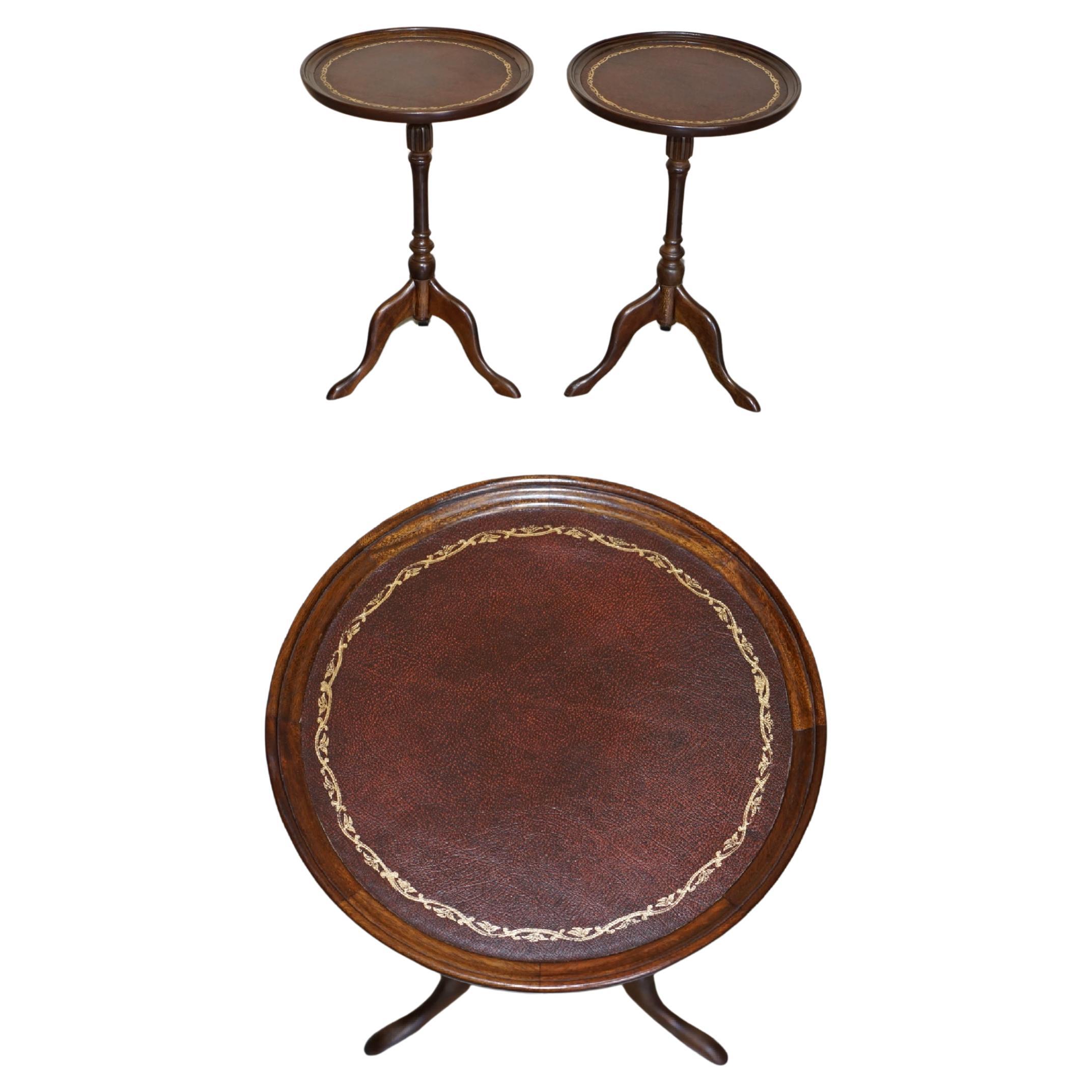 Pair of Bevan Funell "His and Her" Vintage Hardwood Tripod Lamp Side End Tables For Sale at 1stDibs