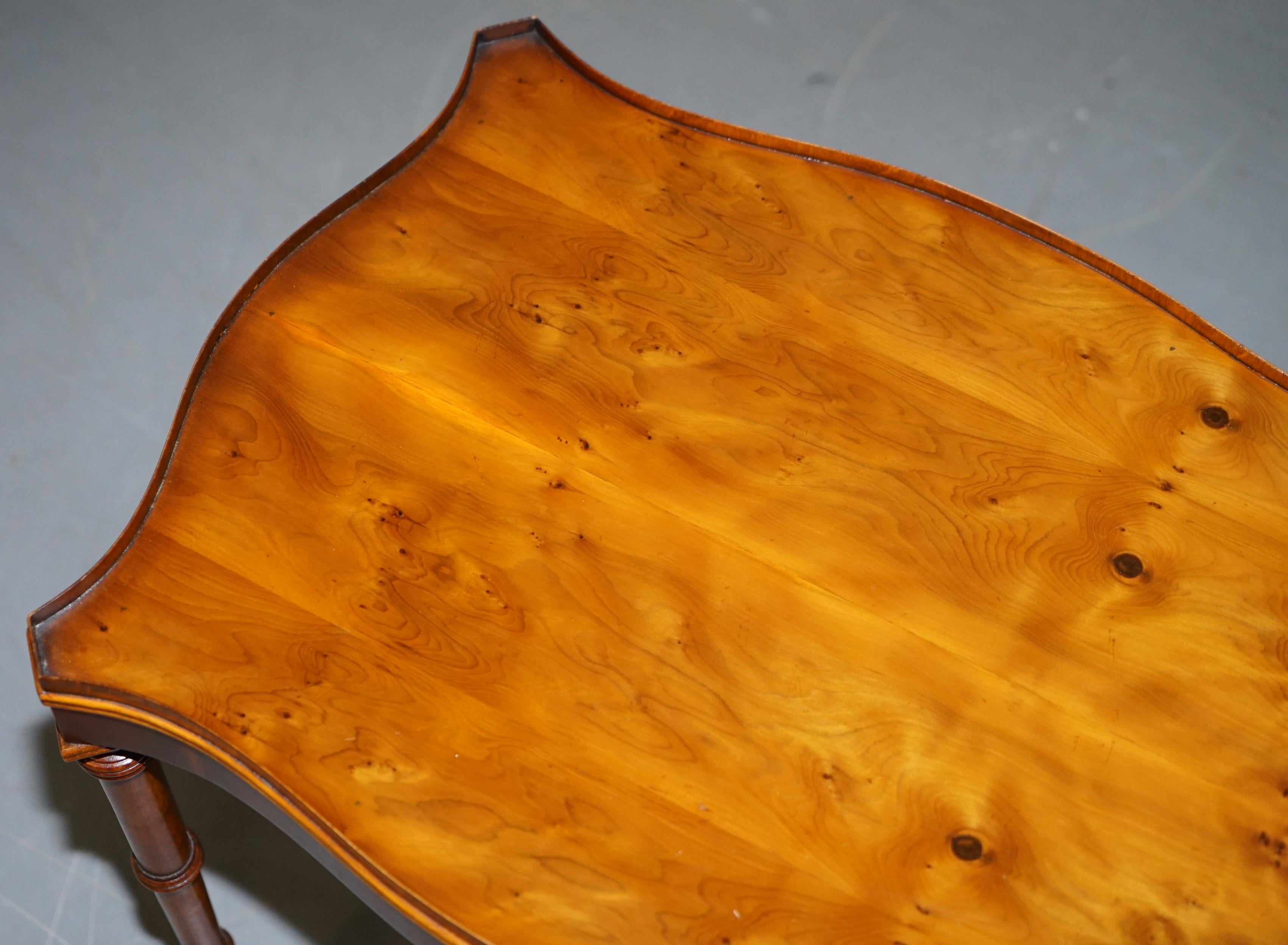 20th Century Pair of Bevan Funnell Burr Yew Wood Occasional Side End Lamp Wine Tables Patina!