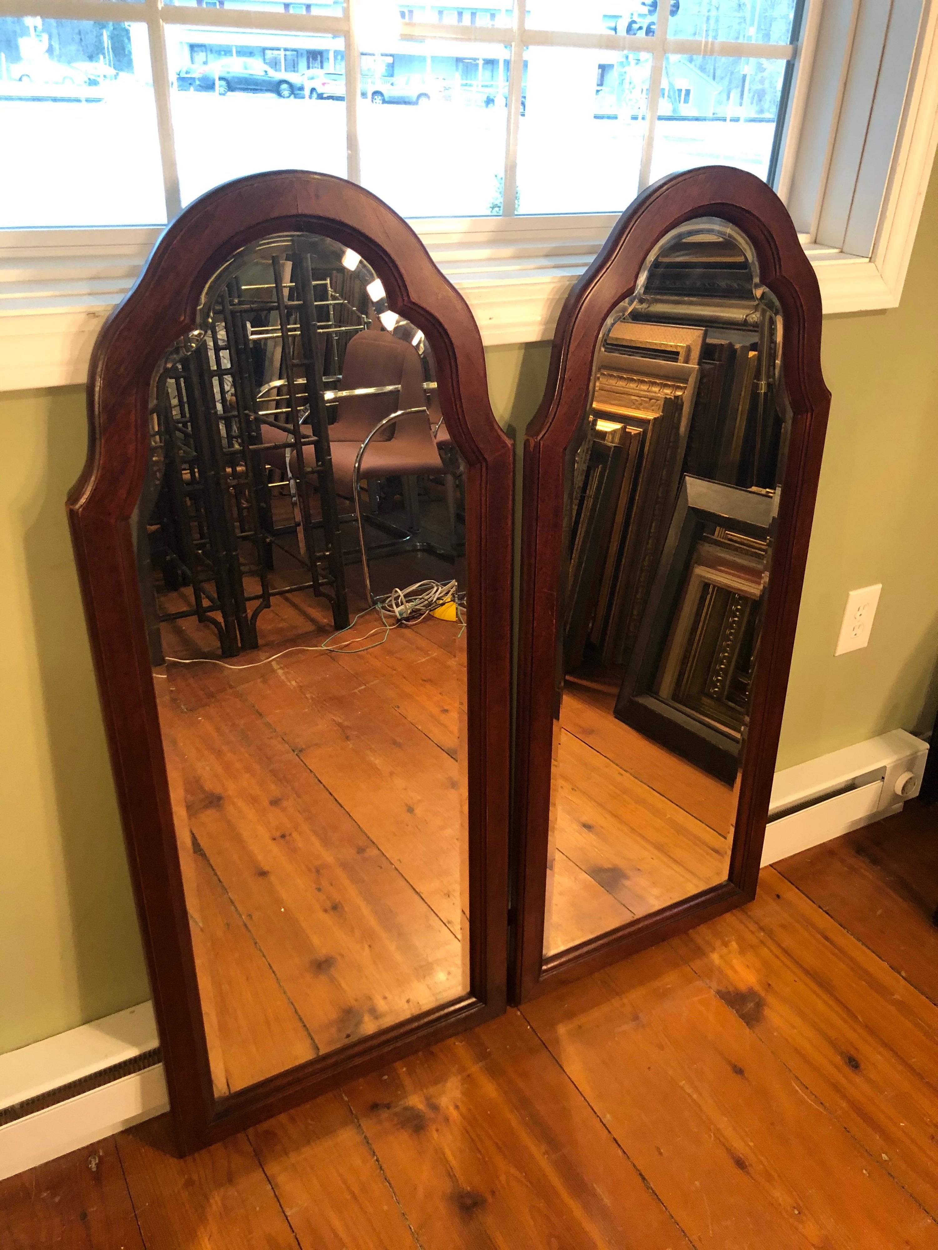 Pair of Beveled Arched Mirrors 4