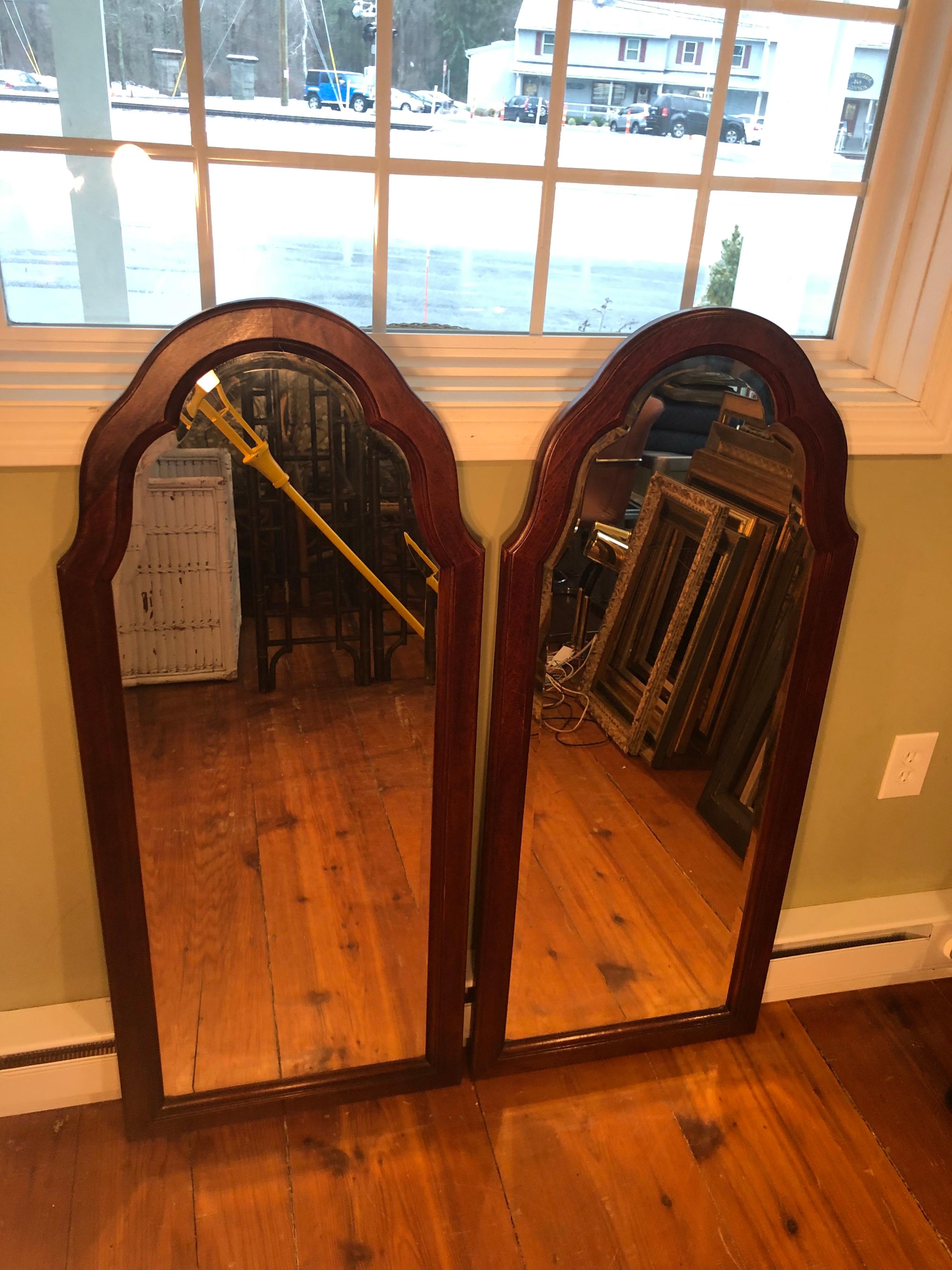 Hollywood Regency Pair of Beveled Arched Mirrors