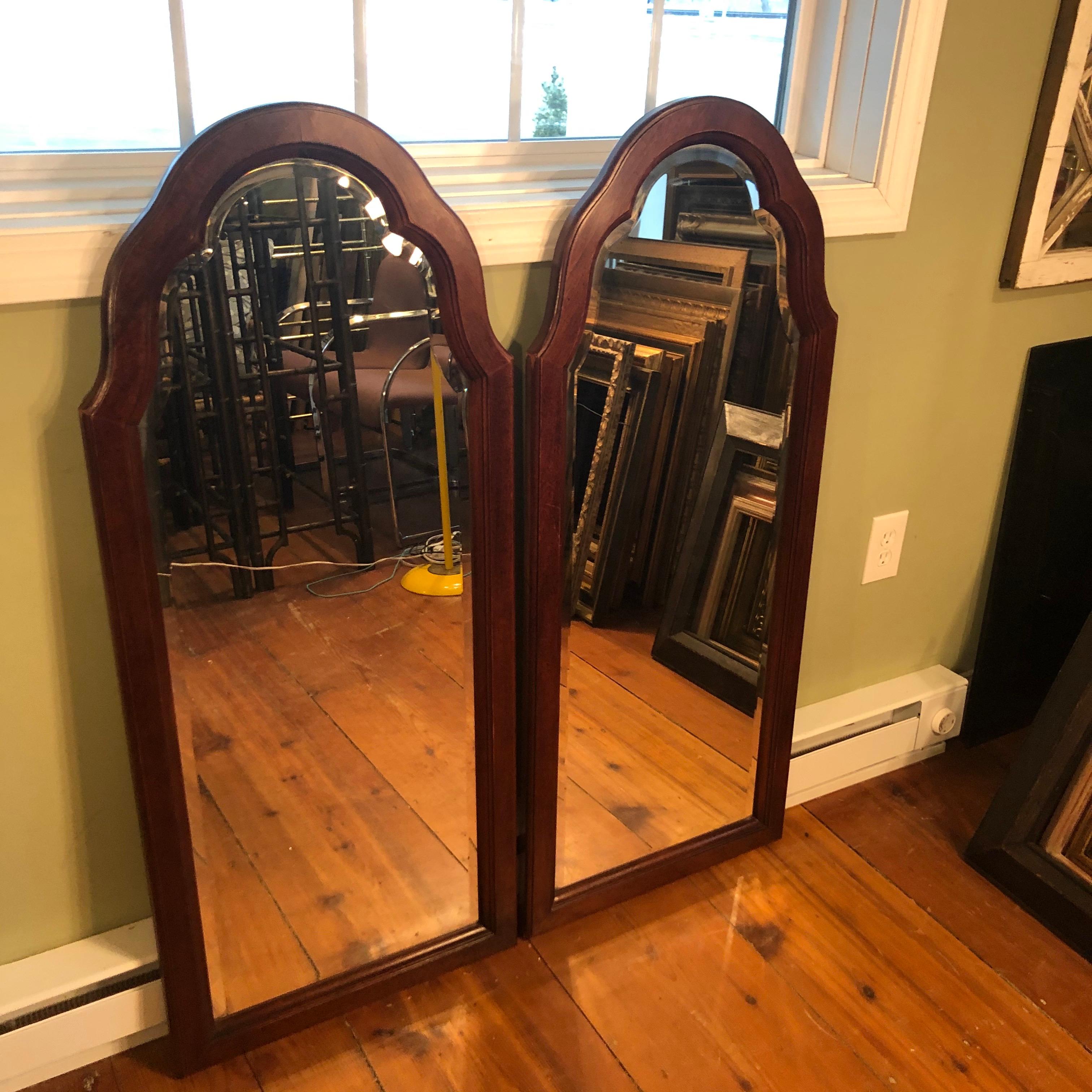 Late 20th Century Pair of Beveled Arched Mirrors