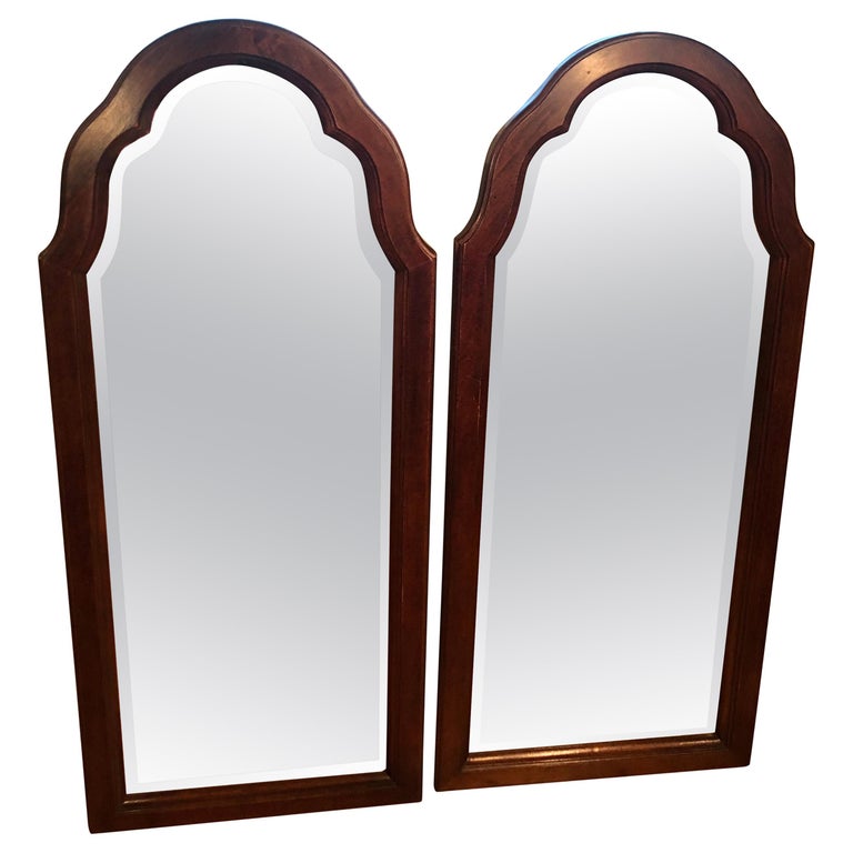 Pair of Beveled Arched Mirrors For Sale