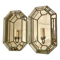 Pair of Beveled Glass & Mirror Sconces