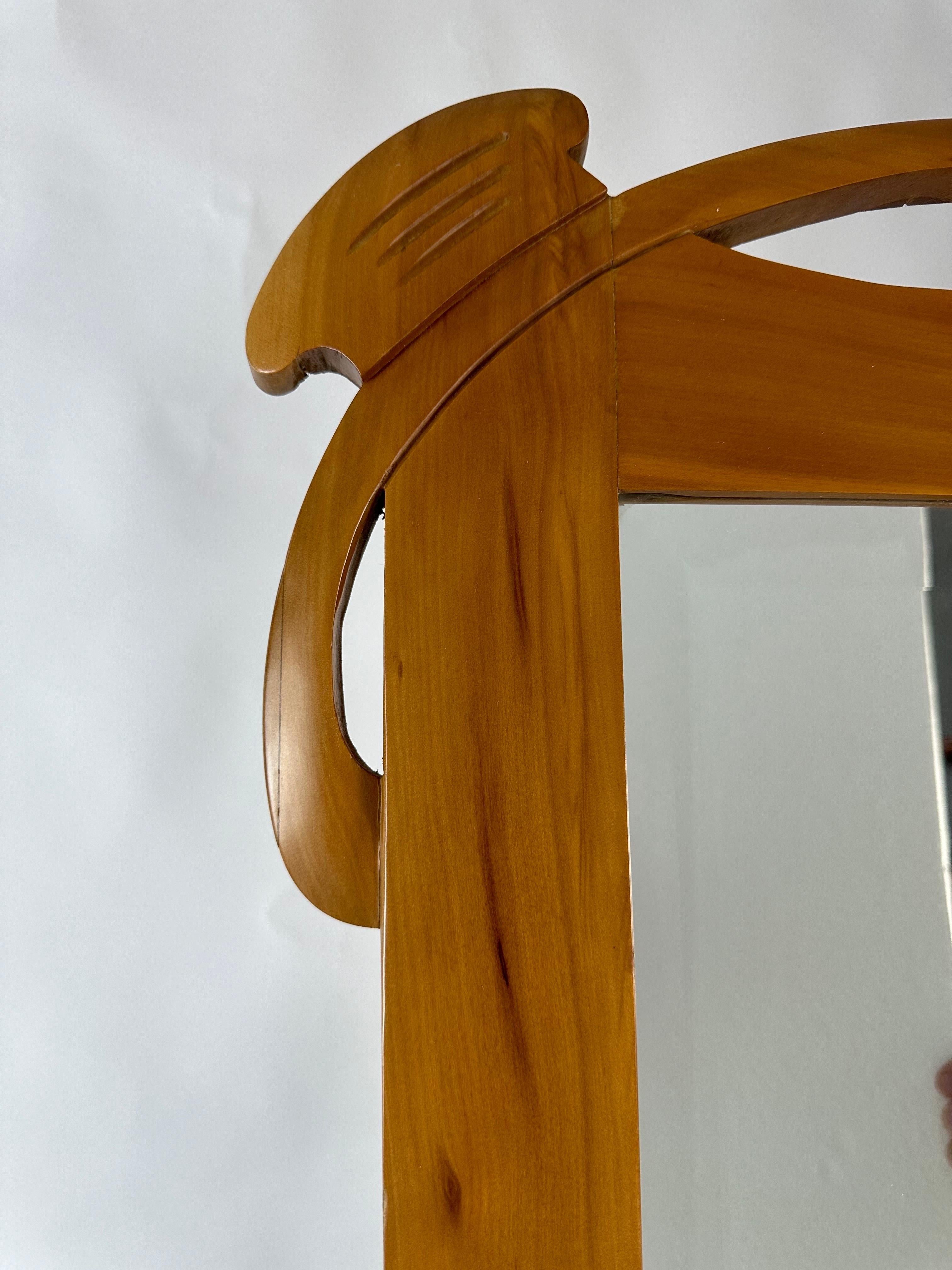 Pair of Beveled Mirrors with Original Art Nouveau Frame Restored in Mobila Wood For Sale 1