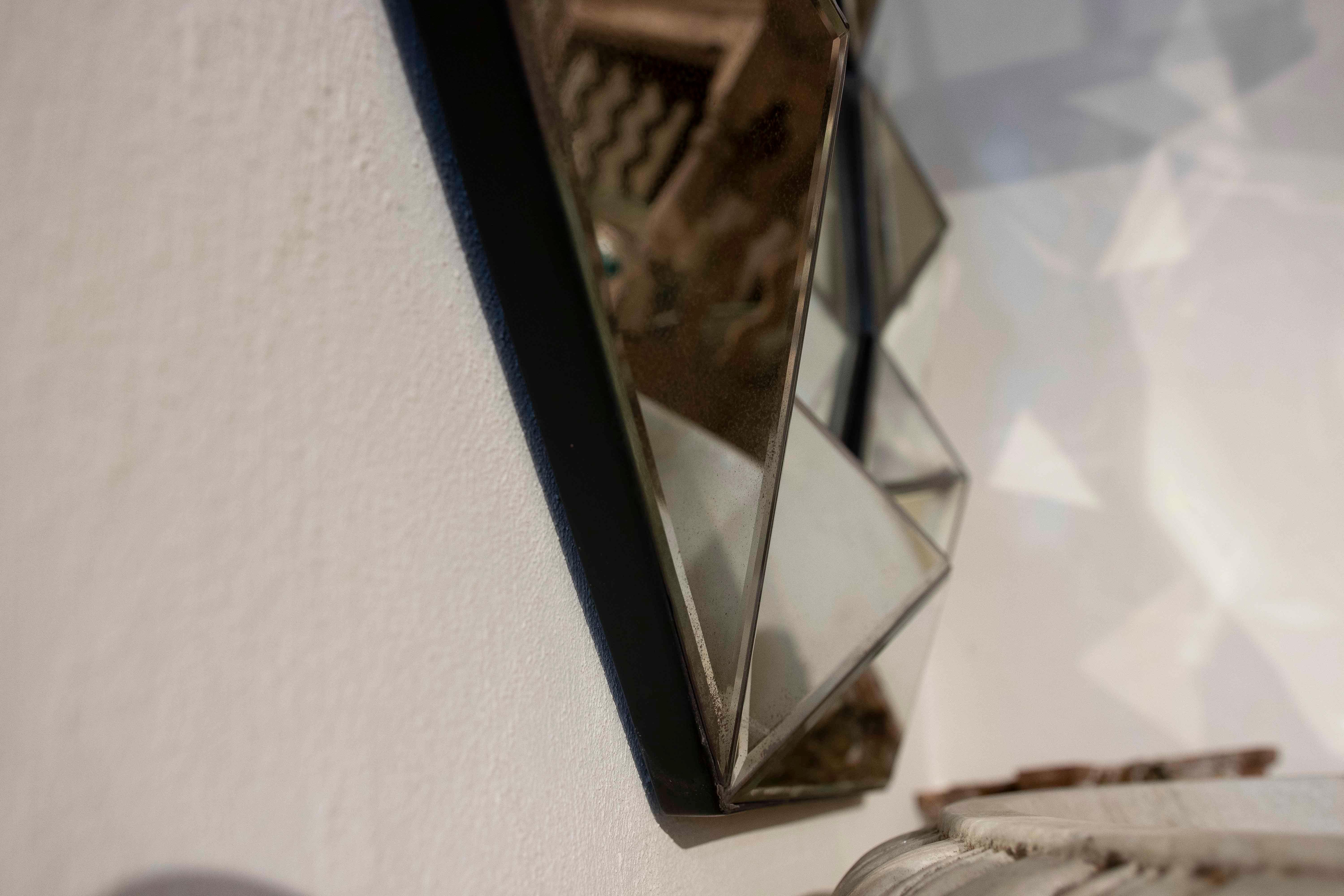 Pareja de Espejos Octogonales Biselados con Marco de Cristal Facetado de Estilo Vintage en venta 4