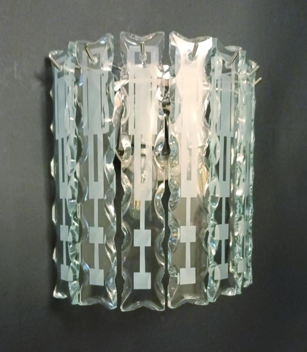 Italian Pair of Beveled Sconces by Cristal Arte - 3 Pairs Available For Sale