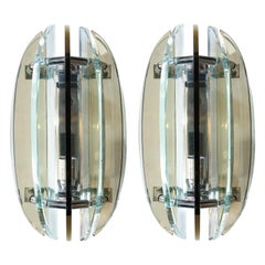 Pair of Beveled Sconces by Veca