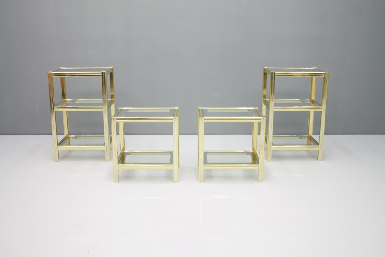 Pair of Bi-Color Side or End Tables in Brass, Glass, and Chrome, 1970s For Sale 2