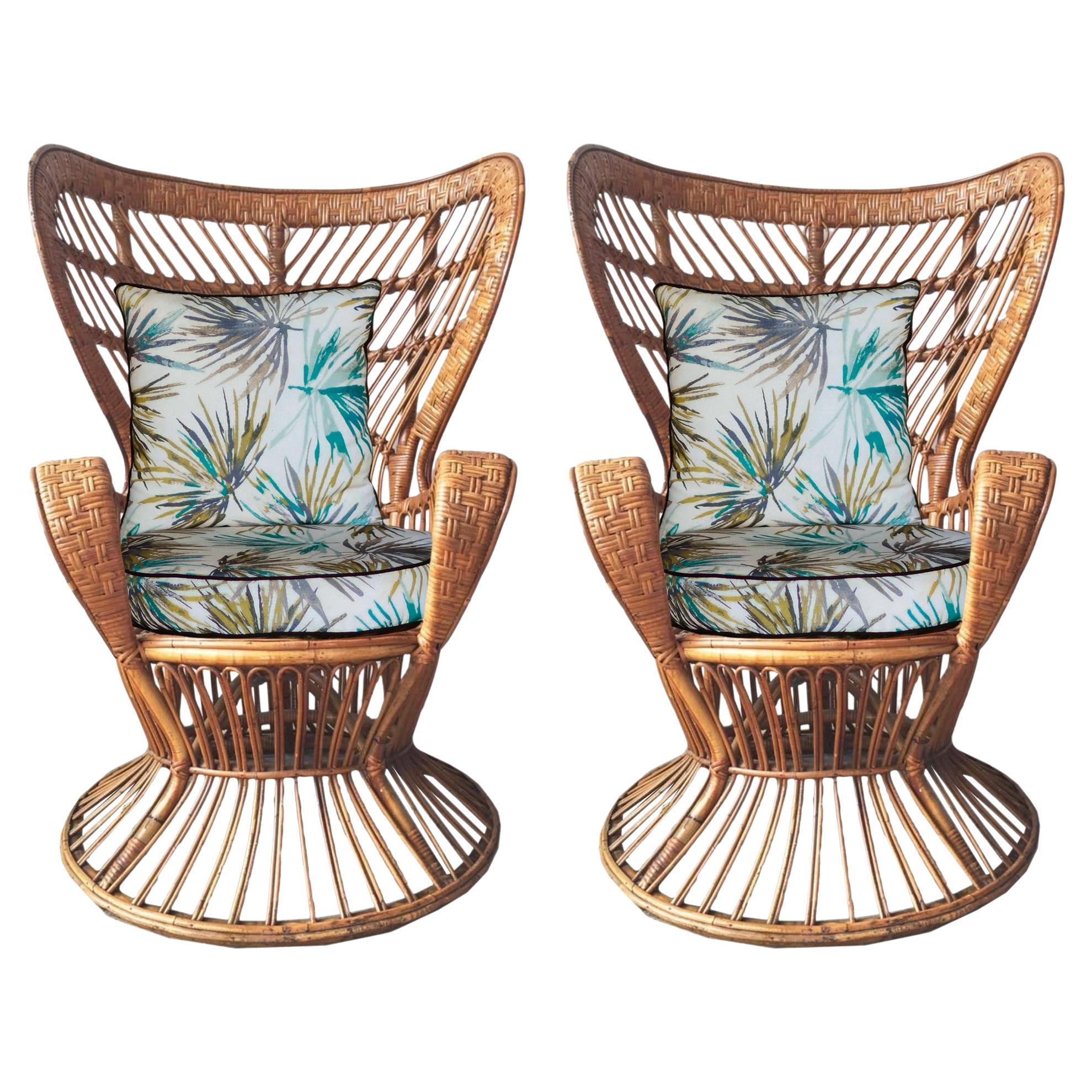 Pair of Biancamano bamboo armchairs by Lio Carminati & Gio Ponti, 1950s