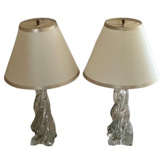 Pareja de lámparas de sobremesa de columna de cristal "Biarritz" de Vaughan Designs